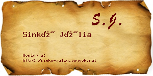 Sinkó Júlia névjegykártya