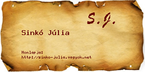 Sinkó Júlia névjegykártya